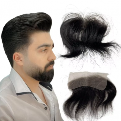 2 Pcs Indian Human Hair Full Lace Hairline Hairpieces for Men