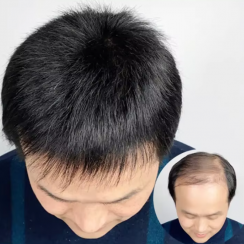 Mens Human Hair Clip in Silk Straight Mono Base Toupee