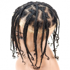 2 Pcs Long Box Braids Brazilian Human Hair Piece for Black Men