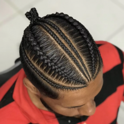 2 Pcs Short Black Afro Cornrow Braids Full Lace Wig for Black Men