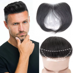 2 Pcs Human Hair V Loop Frontal Hairpieces for Men