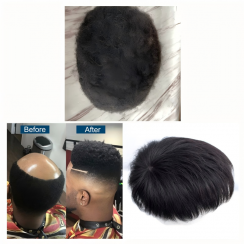 Wholesale of PU Base and Thin Skin Curly Toupee Set
